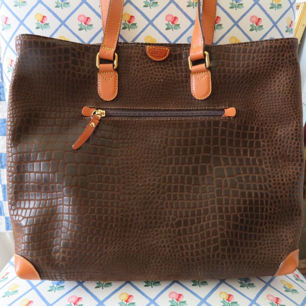 ❦ BRIC'S Crocodile Embossed Vegan Leather Bag ❦